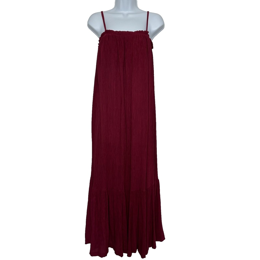 Soma Weekend Crinkle Woven Maxi Bra‎ Dress Size S Red Resort Flowy